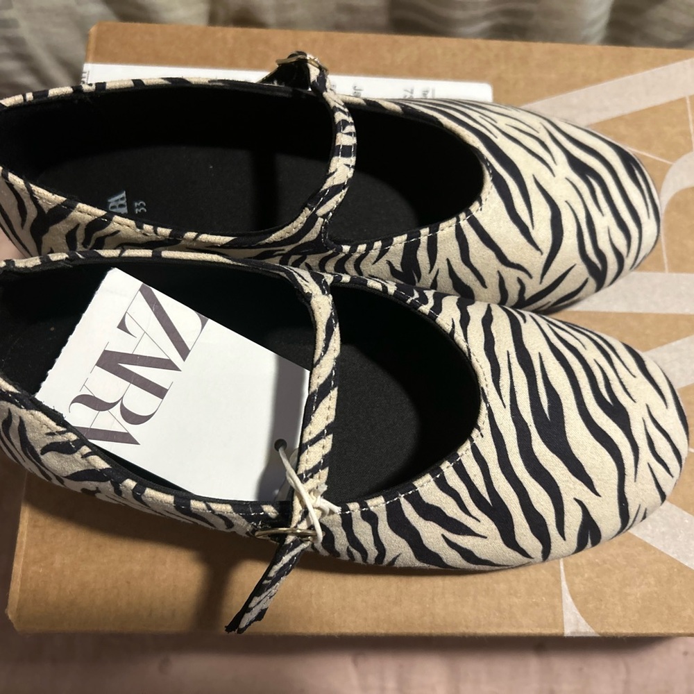 Zebra Print Mary Jane Flats